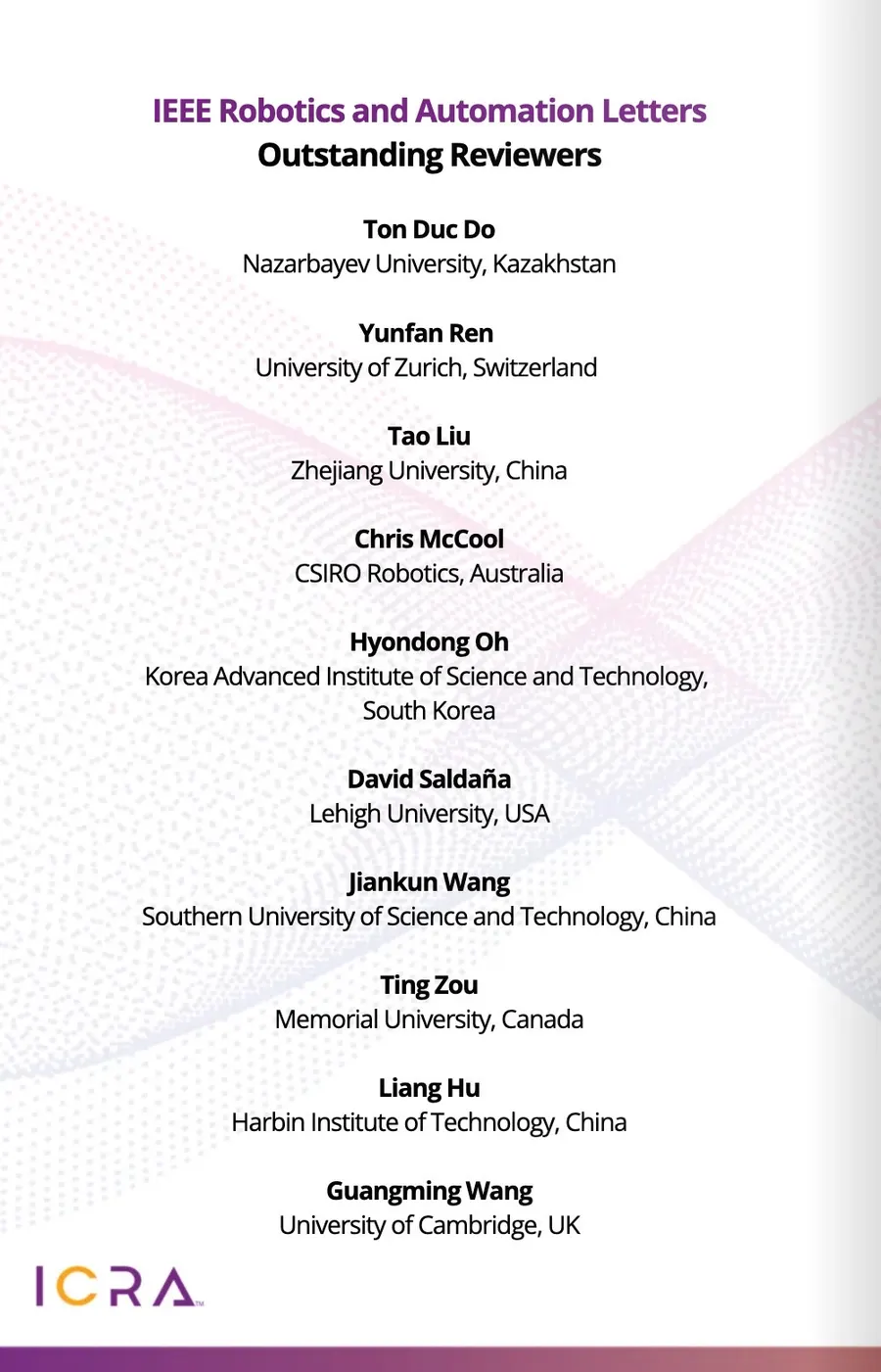 Selected as an IEEE RA-L Outstanding Reviewer